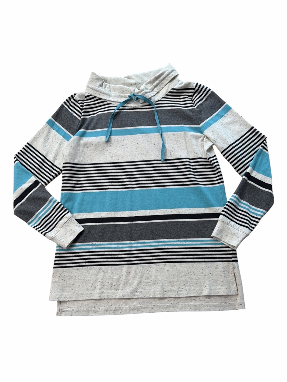 Talbots Horizontal Striped Drawstring Pullover Top